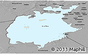 Shaded Relief Panoramic Map of Aral Sea, darken, desaturated