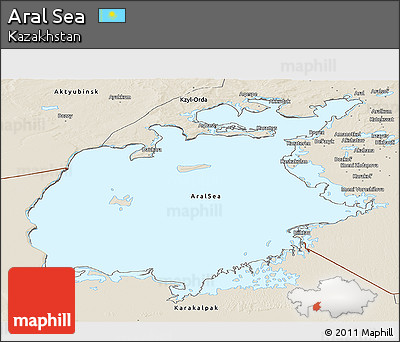 Shaded Relief Panoramic Map of Aral Sea