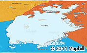Shaded Relief Panoramic Map of Aral Sea, political outside