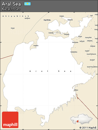 Classic Style Simple Map of Aral Sea