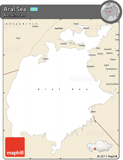 Classic Style Simple Map of Aral Sea