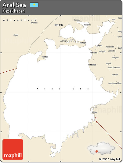 Classic Style Simple Map of Aral Sea