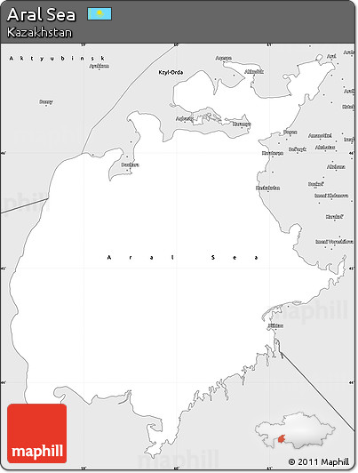 Silver Style Simple Map of Aral Sea