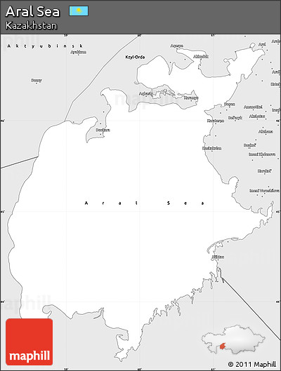 Silver Style Simple Map of Aral Sea