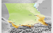 Physical 3D Map of Dzhambul, desaturated