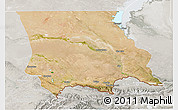Satellite 3D Map of Dzhambul, lighten, semi-desaturated
