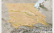 Satellite 3D Map of Dzhambul, semi-desaturated