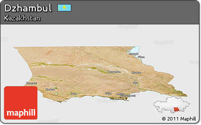 Satellite Panoramic Map of Dzhambul, single color outside