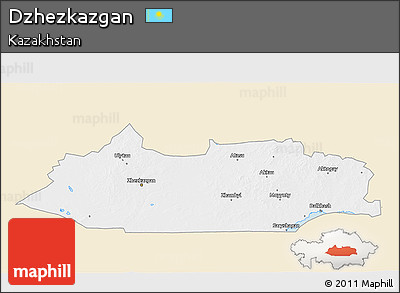 Classic Style 3D Map of Dzhezkazgan, single color outside