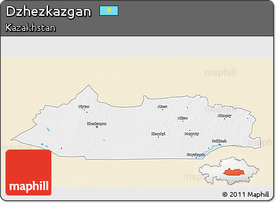 Classic Style 3D Map of Dzhezkazgan, single color outside