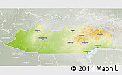 Physical 3D Map of Dzhezkazgan, lighten, semi-desaturated