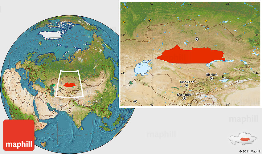Satellite Location Map of Dzhezkazgan