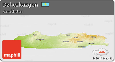 Physical Panoramic Map of Dzhezkazgan, single color outside