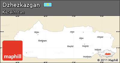 Classic Style Simple Map of Dzhezkazgan, single color outside