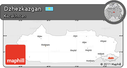 Silver Style Simple Map of Dzhezkazgan, single color outside