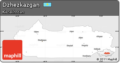 Silver Style Simple Map of Dzhezkazgan, single color outside