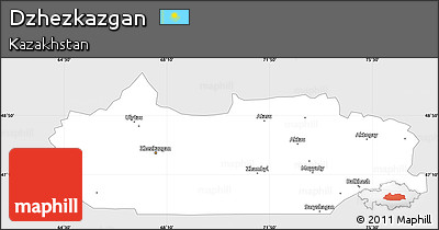 Silver Style Simple Map of Dzhezkazgan, single color outside