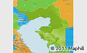 Physical 3D Map of Guryev, political outside