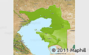Physical 3D Map of Guryev, satellite outside