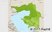 Physical 3D Map of Guryev, shaded relief outside