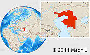 Shaded Relief Location Map of Guryev