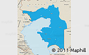 Political Map of Guryev, shaded relief outside
