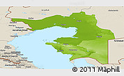 Physical Panoramic Map of Guryev, shaded relief outside