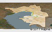 Satellite Panoramic Map of Guryev, darken