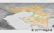 Satellite Panoramic Map of Guryev, desaturated
