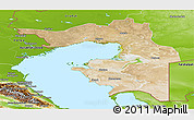 Satellite Panoramic Map of Guryev, physical outside