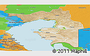 Satellite Panoramic Map of Guryev, political outside