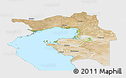 Satellite Panoramic Map of Guryev, single color outside