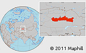 Gray Location Map of Karaganda