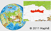 Physical Location Map of Karaganda, highlighted country