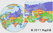 Political Location Map of Karaganda, within the entire country