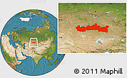 Satellite Location Map of Karaganda