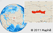 Shaded Relief Location Map of Karaganda