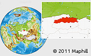 Physical Location Map of Kochetav, highlighted country