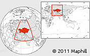 Blank Location Map of Kazakhstan, highlighted continent, within the entire continent