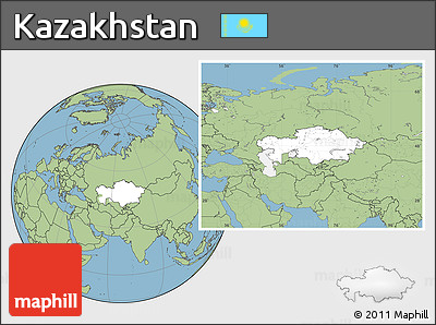 Blank Location Map of Kazakhstan, savanna style outside