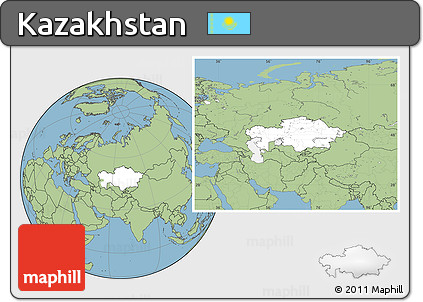 Blank Location Map of Kazakhstan, savanna style outside