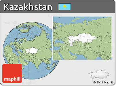 Blank Location Map of Kazakhstan, savanna style outside