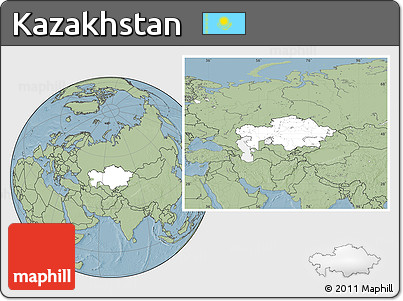 Blank Location Map of Kazakhstan, savanna style outside, hill shading outside
