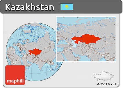 Gray Location Map of Kazakhstan