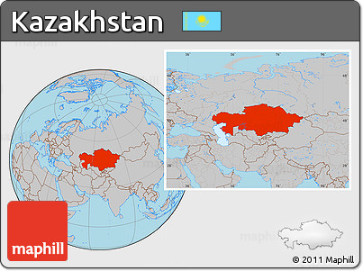 Gray Location Map of Kazakhstan