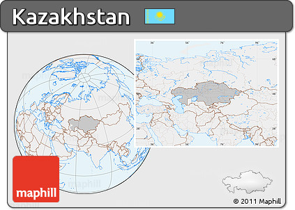 Gray Location Map of Kazakhstan, lighten