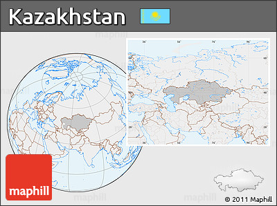 Gray Location Map of Kazakhstan, lighten