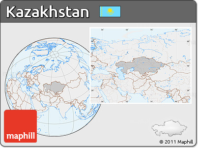 Gray Location Map of Kazakhstan, lighten