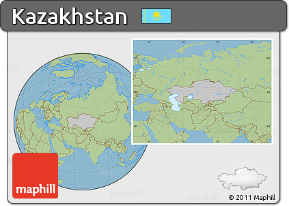 Gray Location Map of Kazakhstan, savanna style outside