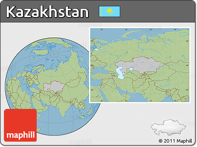 Gray Location Map of Kazakhstan, savanna style outside
